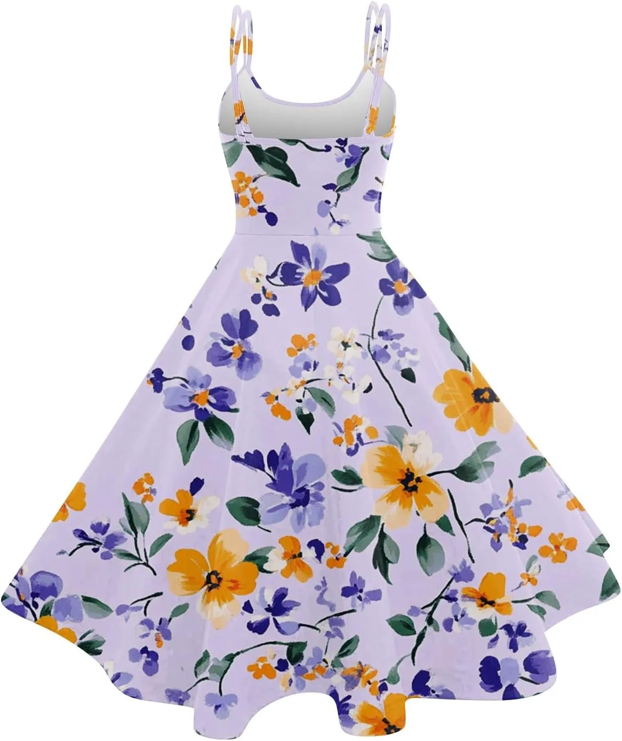 ADHOWBEW Beach Dresses for Women 2025 Sleeveless Sexy Round Neck Flowy Casual Tropical Print Plus Size Floral Dress