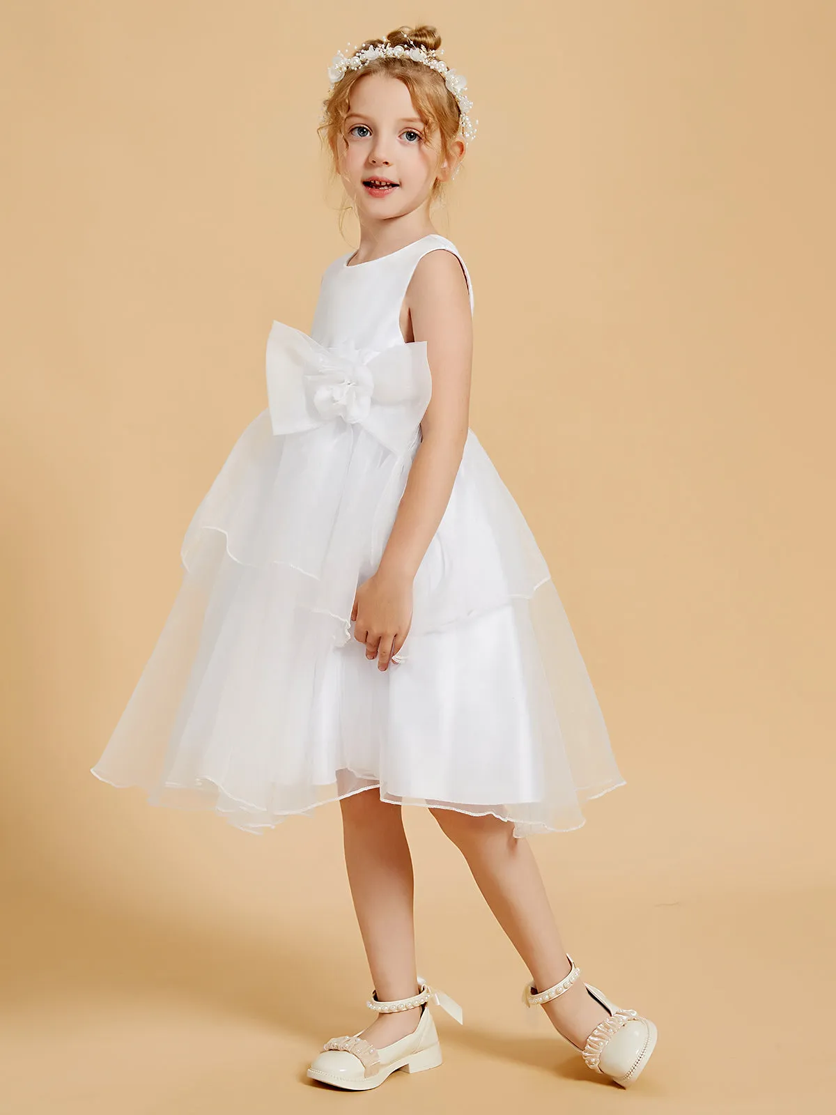 Adorable Knee-Length Flower Girl Dresses with Bowknot Accents