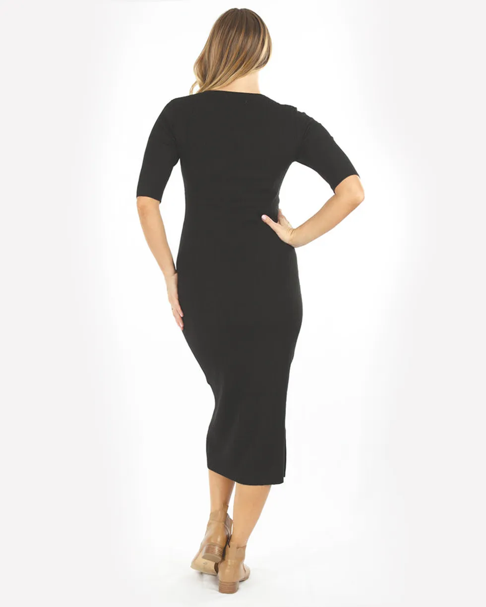 'Annabella' Nursing Knit Dress - Black