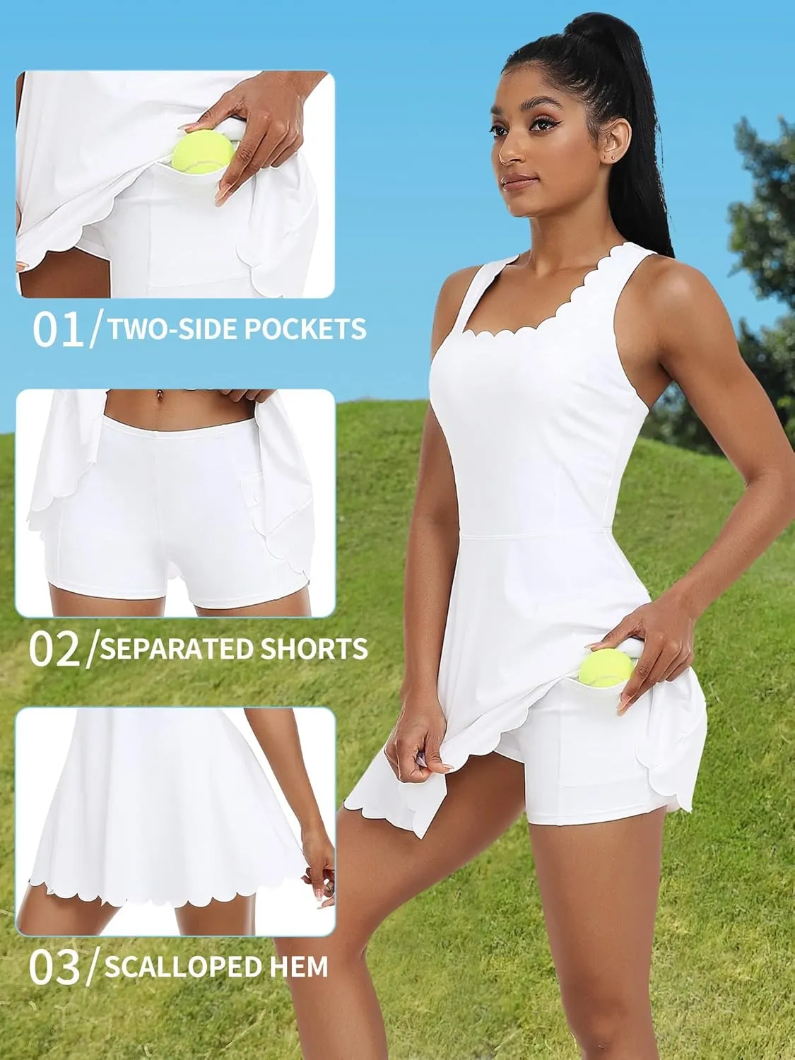 ATTRACO Women Tennis Dress with Shorts Workout Golf Skirts with Pockets Athletic Dresses