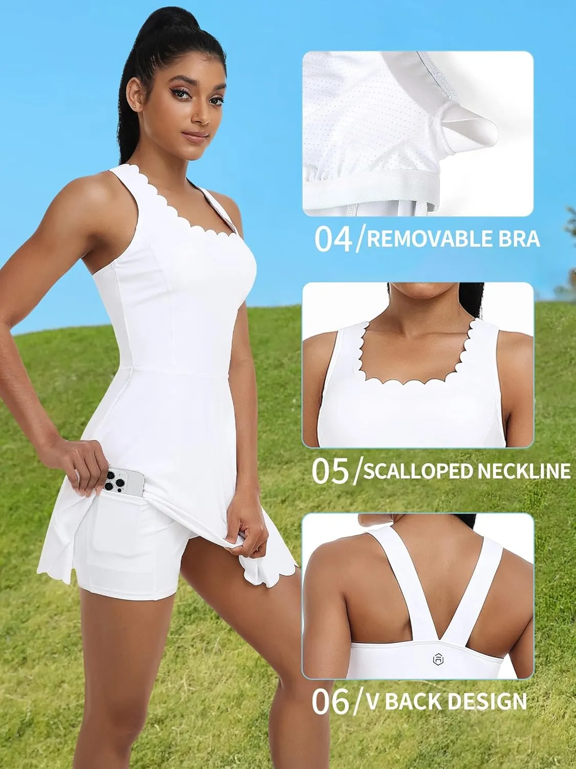 ATTRACO Women Tennis Dress with Shorts Workout Golf Skirts with Pockets Athletic Dresses