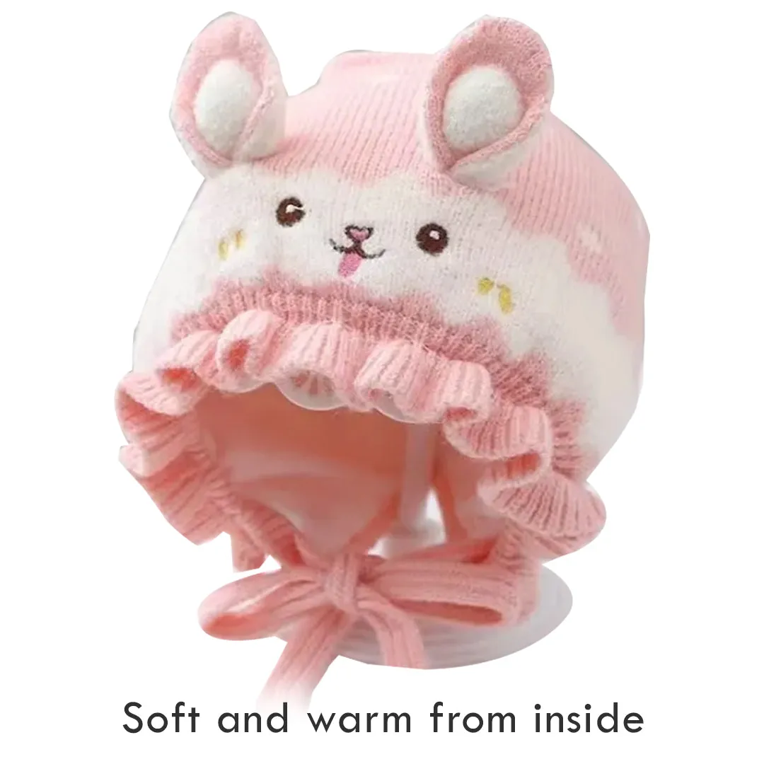 Babymoon Unisex Rabbit Winter Boy’s Girls Kids Cap Hat Baby Headwear | 0-24 M | Pink