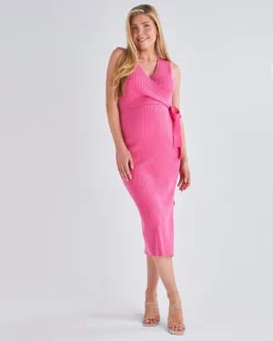 'Barbara' Nursing Knit Dress - Candy Pink