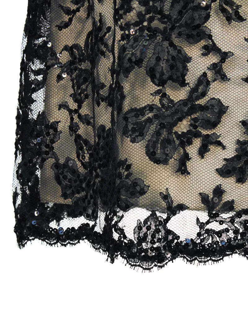 Black Lace and Sequin Cocktail Dress