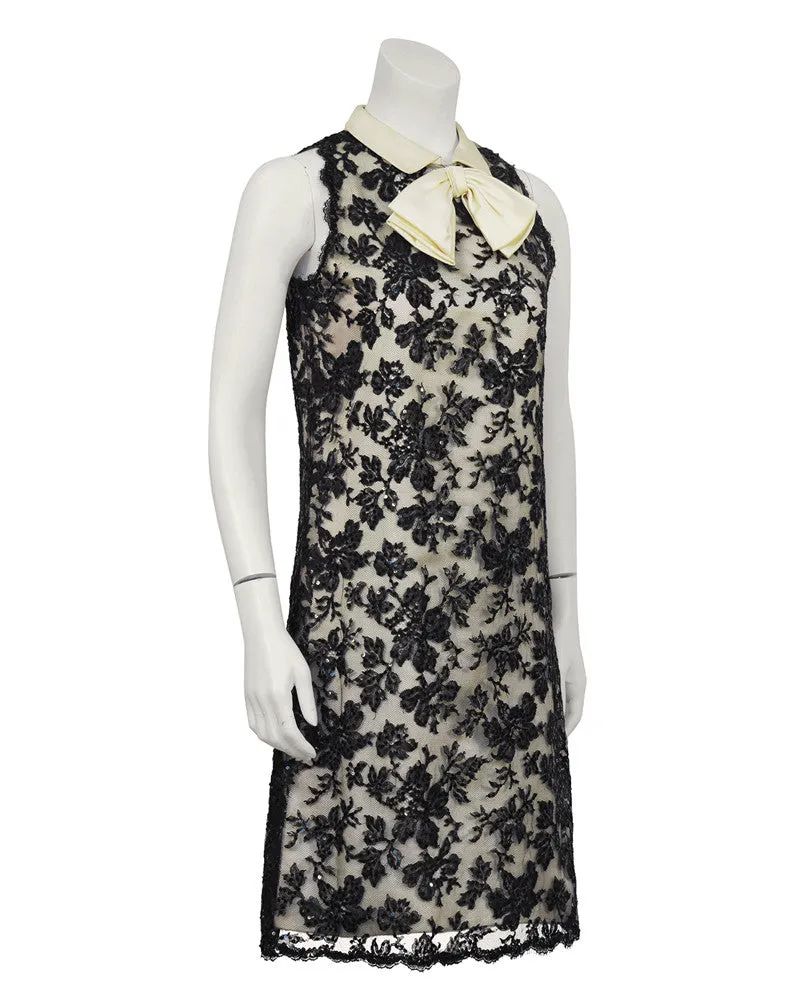 Black Lace and Sequin Cocktail Dress