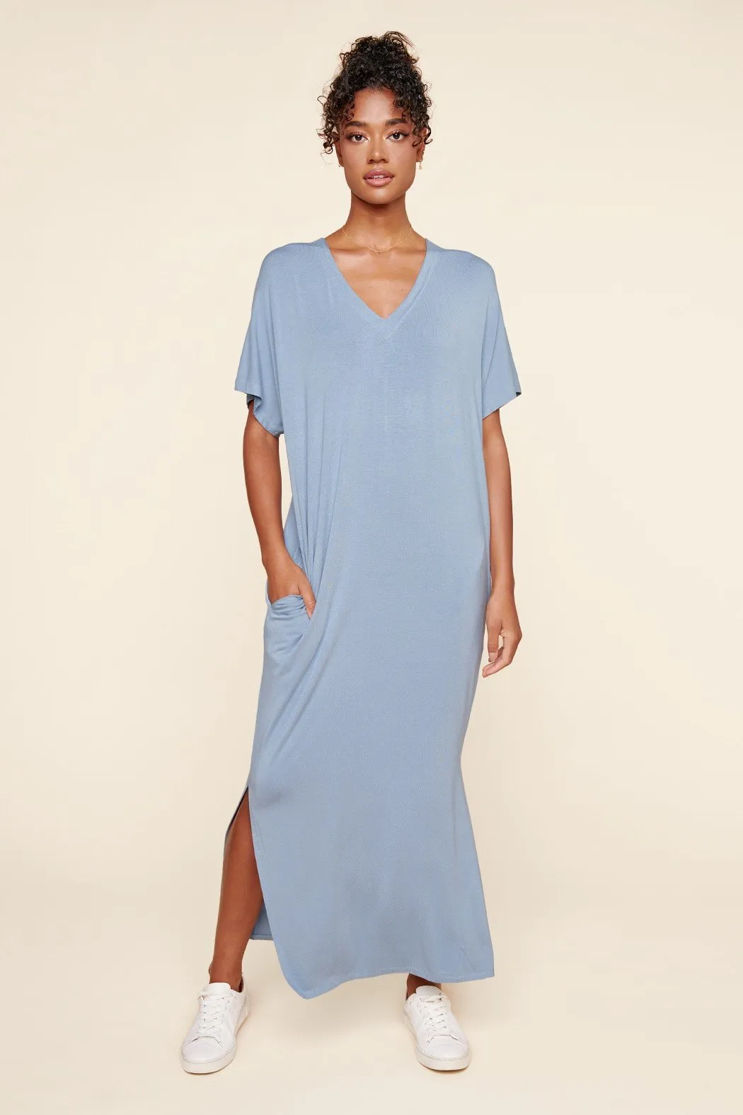 Blanca Jersey Knit Draped Maxi Dress