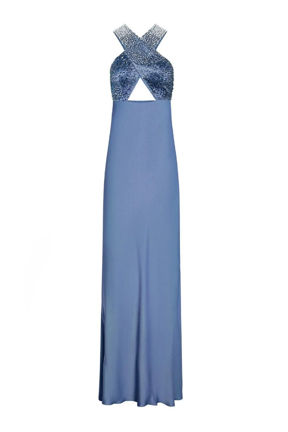 Charlotte Sheath Crossover Satin Floor Length Dress
