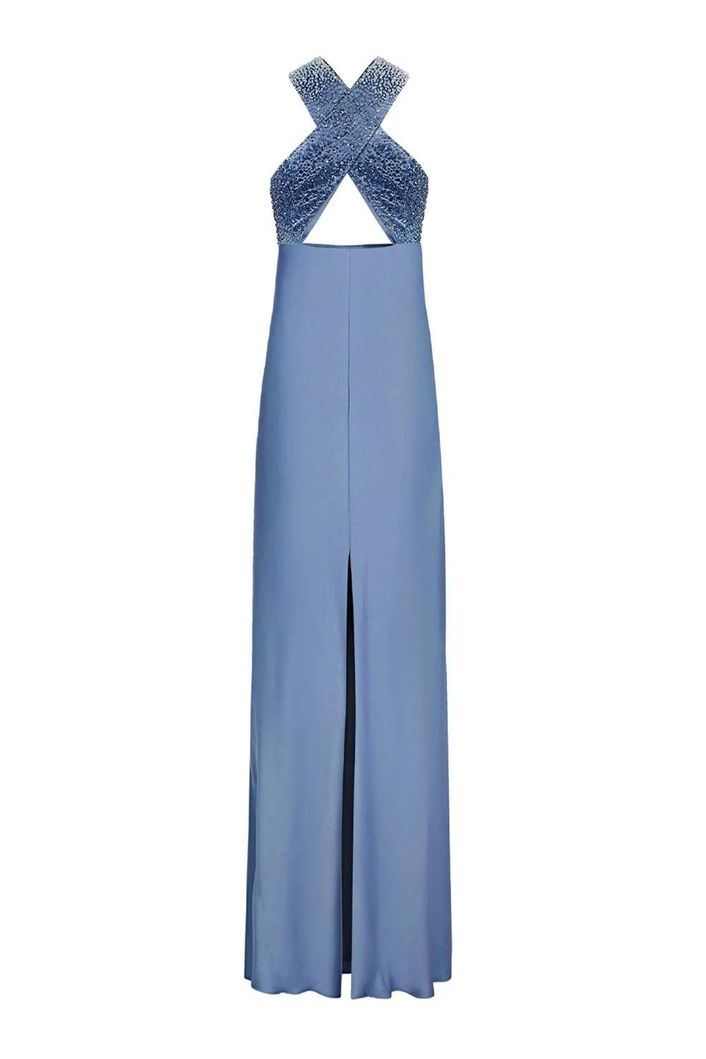 Charlotte Sheath Crossover Satin Floor Length Dress