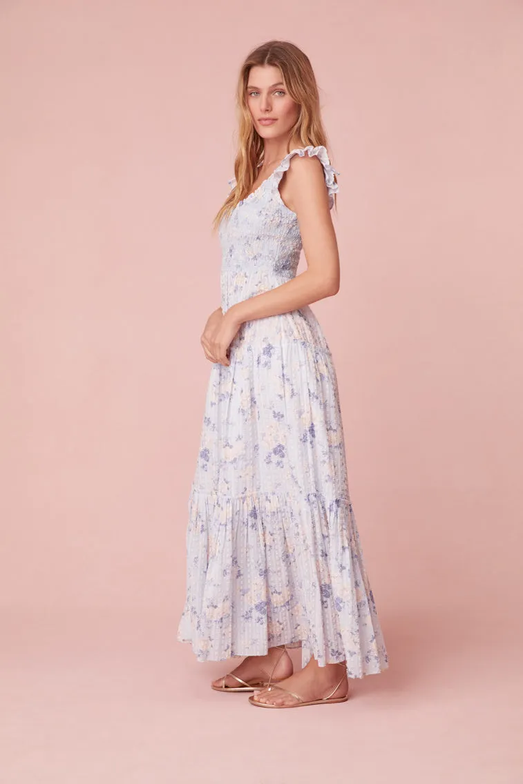 Chessie Fragrance Print Cotton Maxi Dress