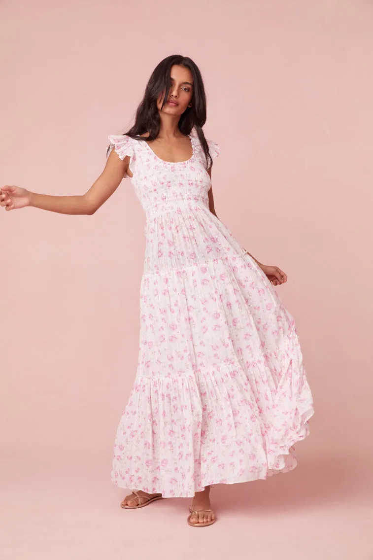 Chessie Fragrance Print Cotton Maxi Dress