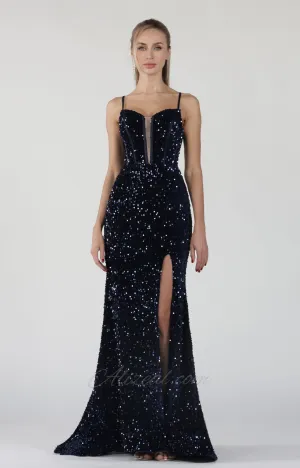 Deep V-Neck Adjustable Straps Sequins Small Tail Dresses