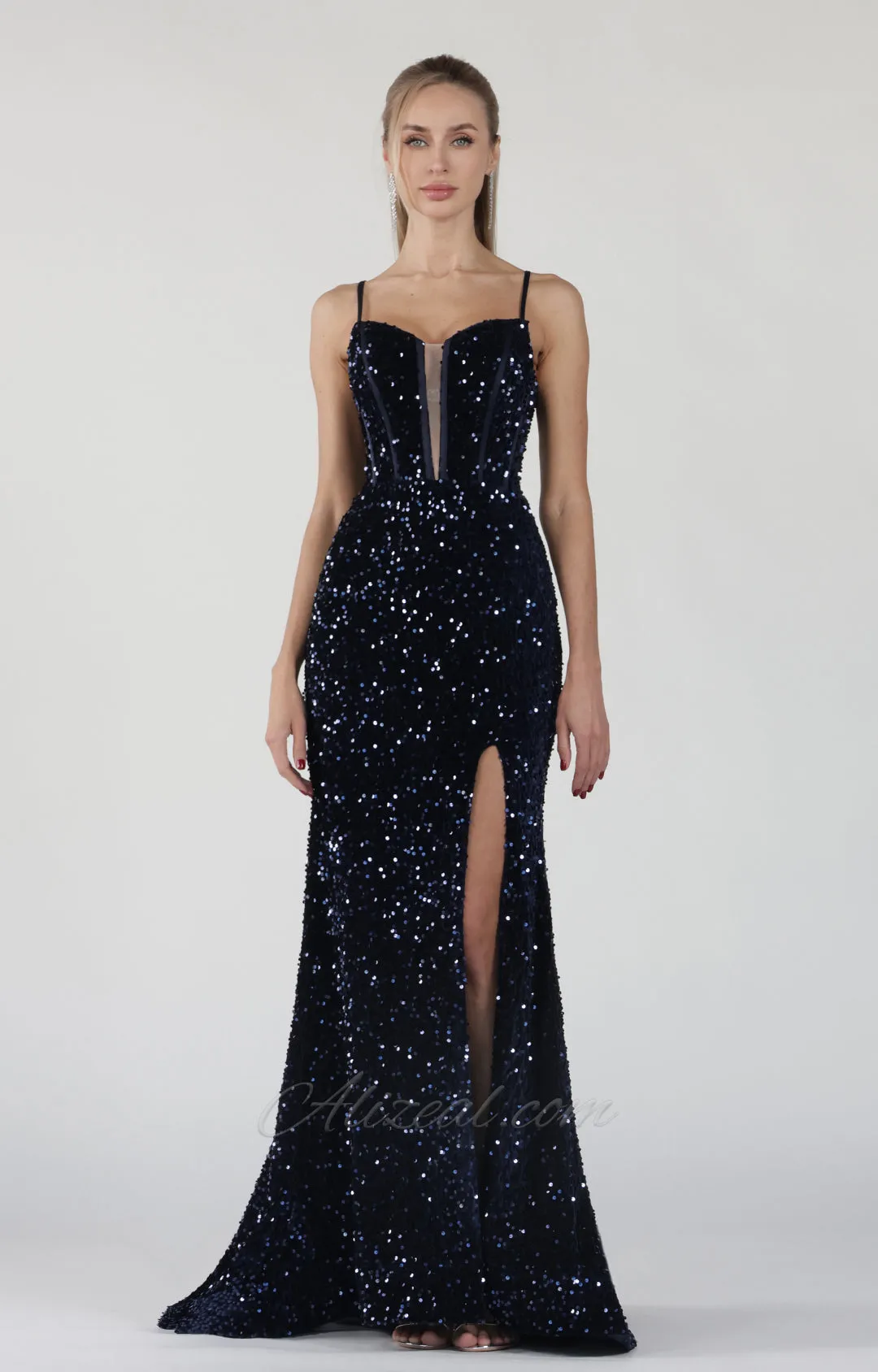 Deep V-Neck Adjustable Straps Sequins Small Tail Dresses
