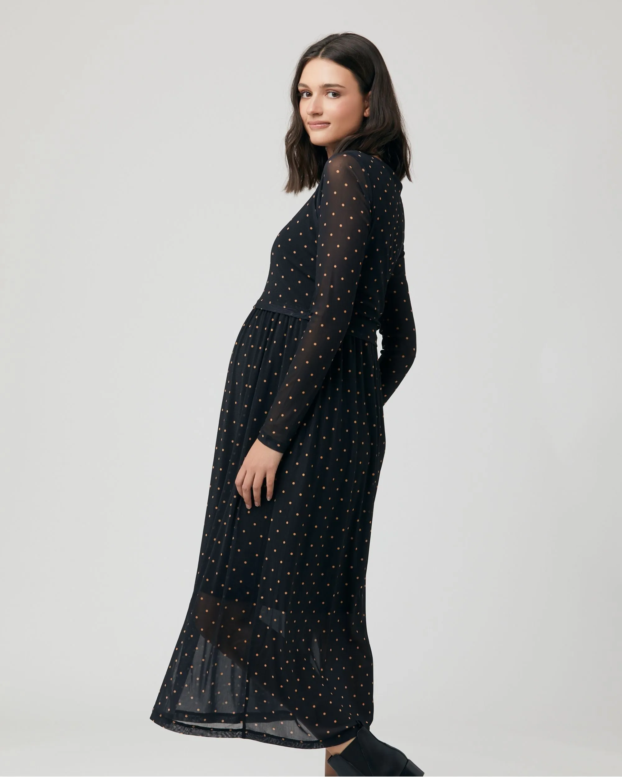 Dot Nursing Dress Black