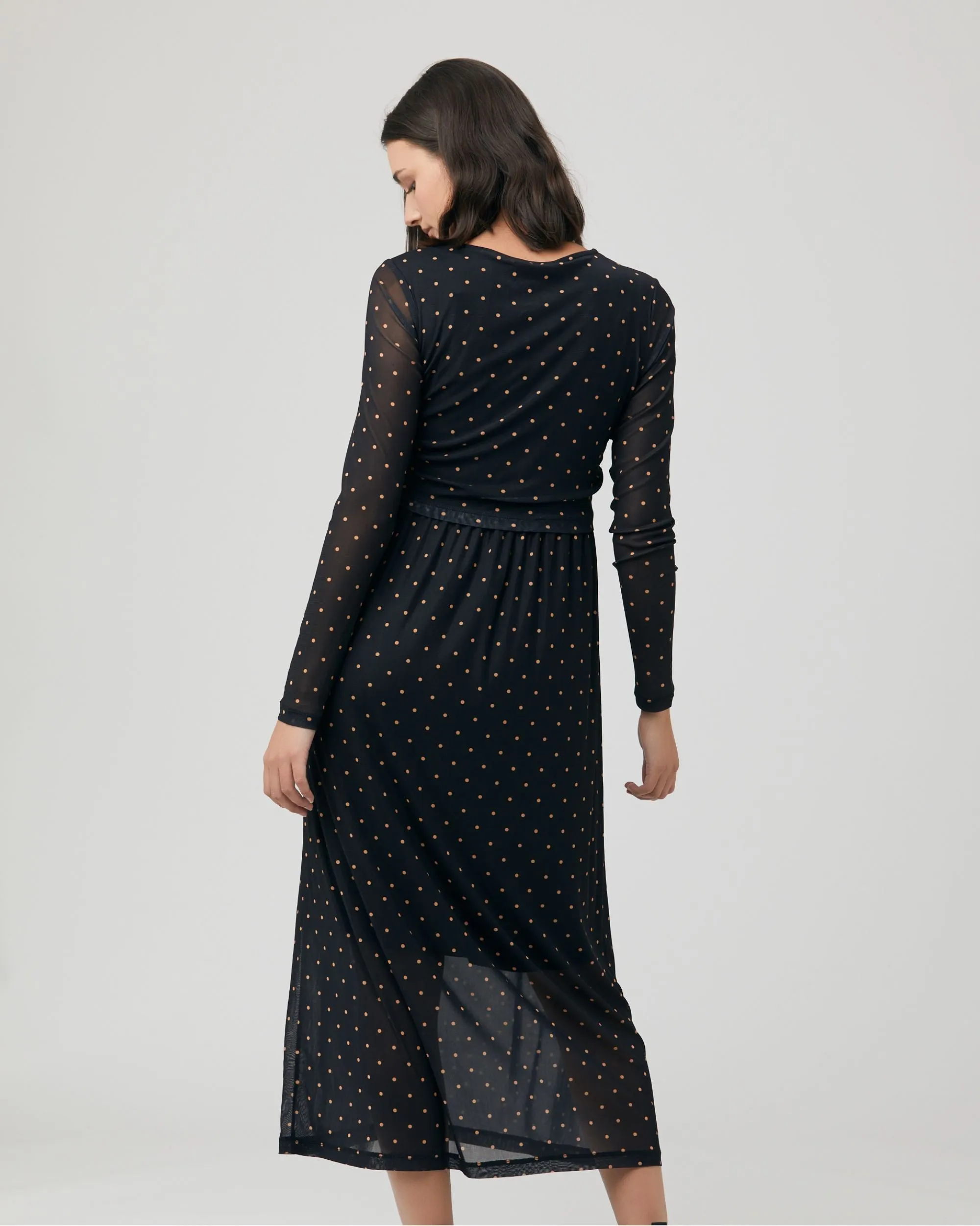 Dot Nursing Dress Black