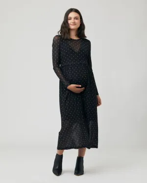 Dot Nursing Dress Black