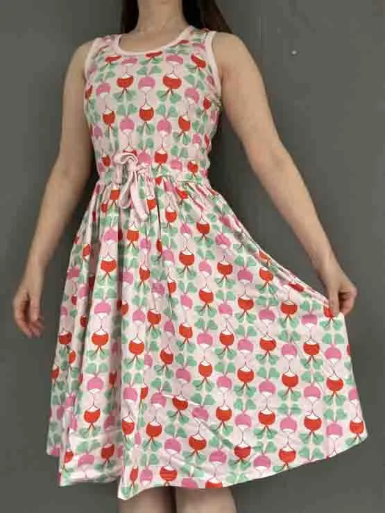 DUNS Adult Sleeveless Gathered Dress - Radish Blushing Bride