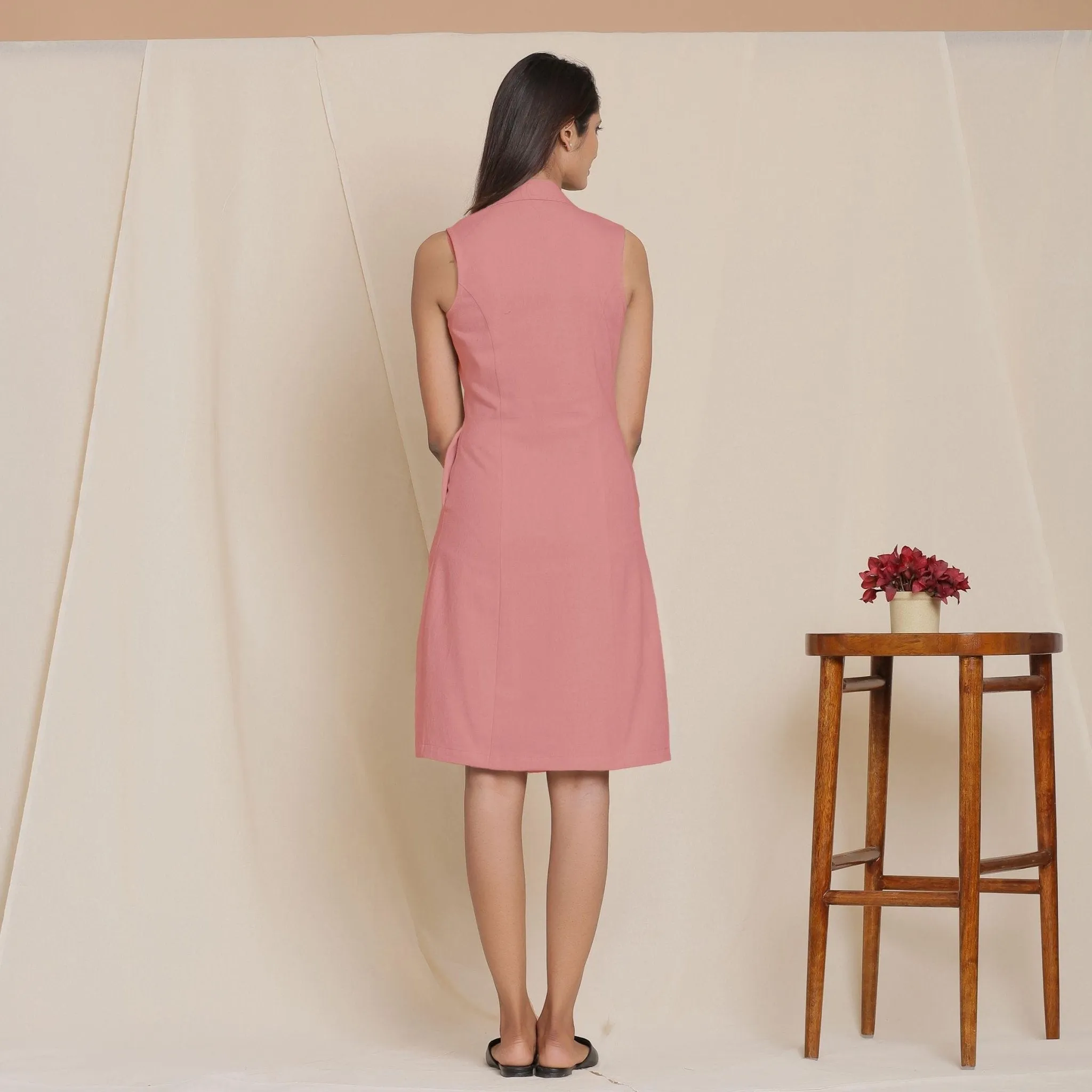 English Rose Warm Cotton Flannel Knee Length Blazer Dress