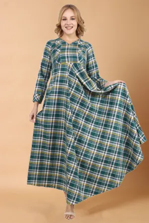 Green Check Woollen Dress