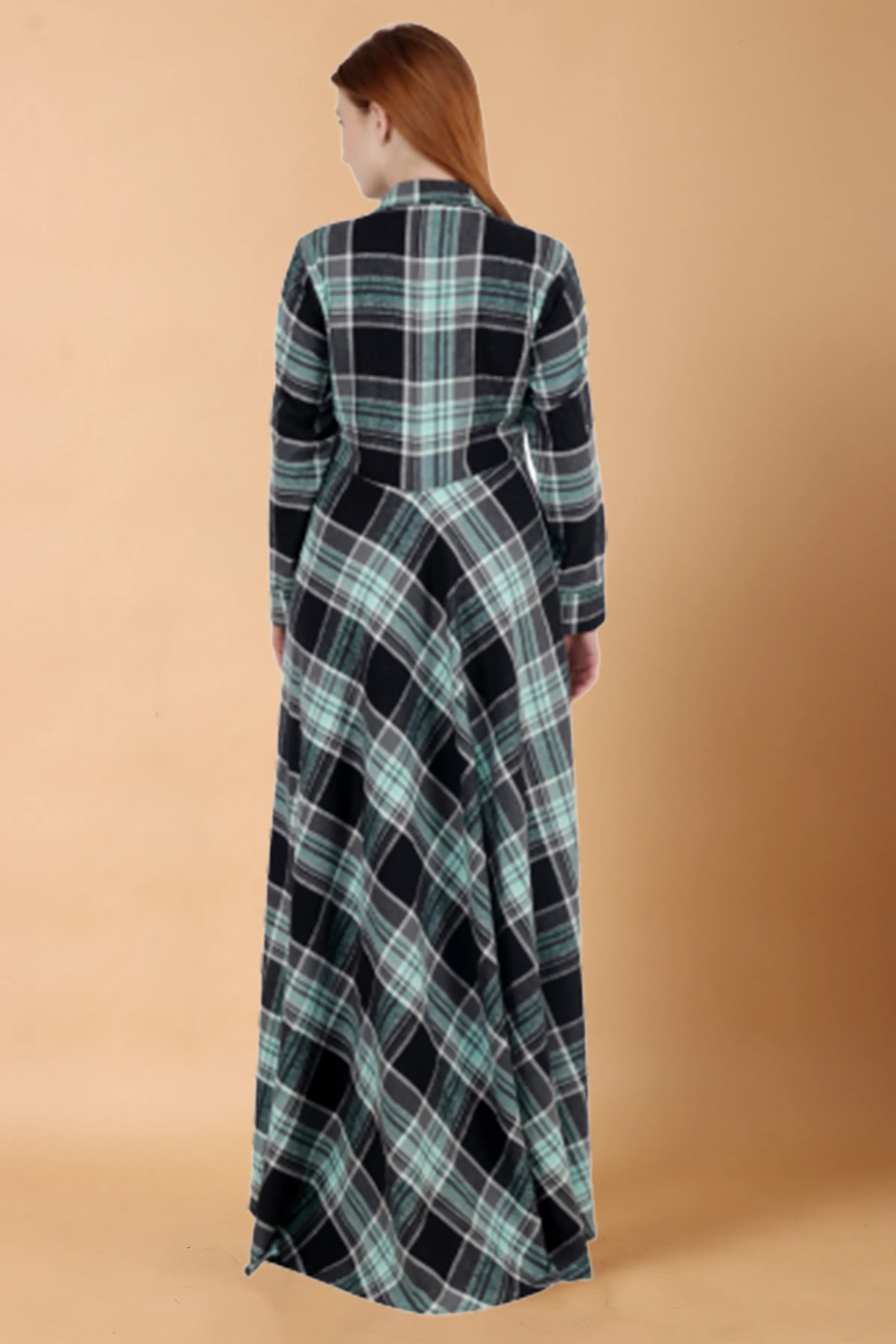 Green Checked Woollen Dress