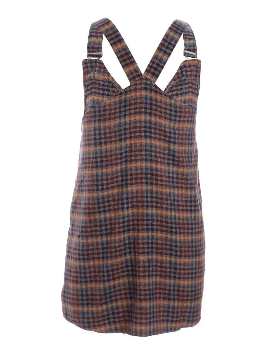Label Plaid Pinafore Shirt Dress
