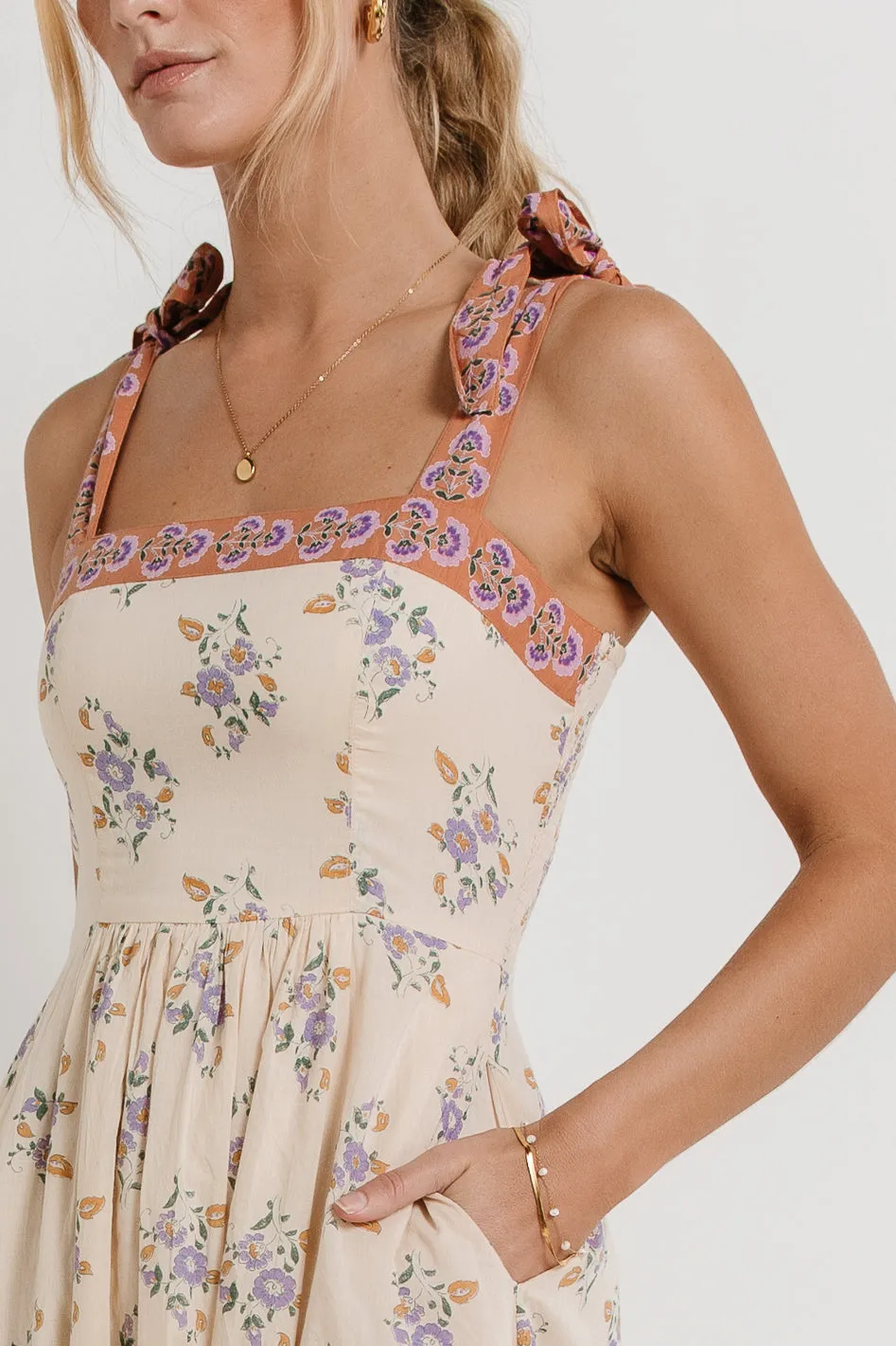 Laura Floral Maxi Dress in Cream - FINAL SALE