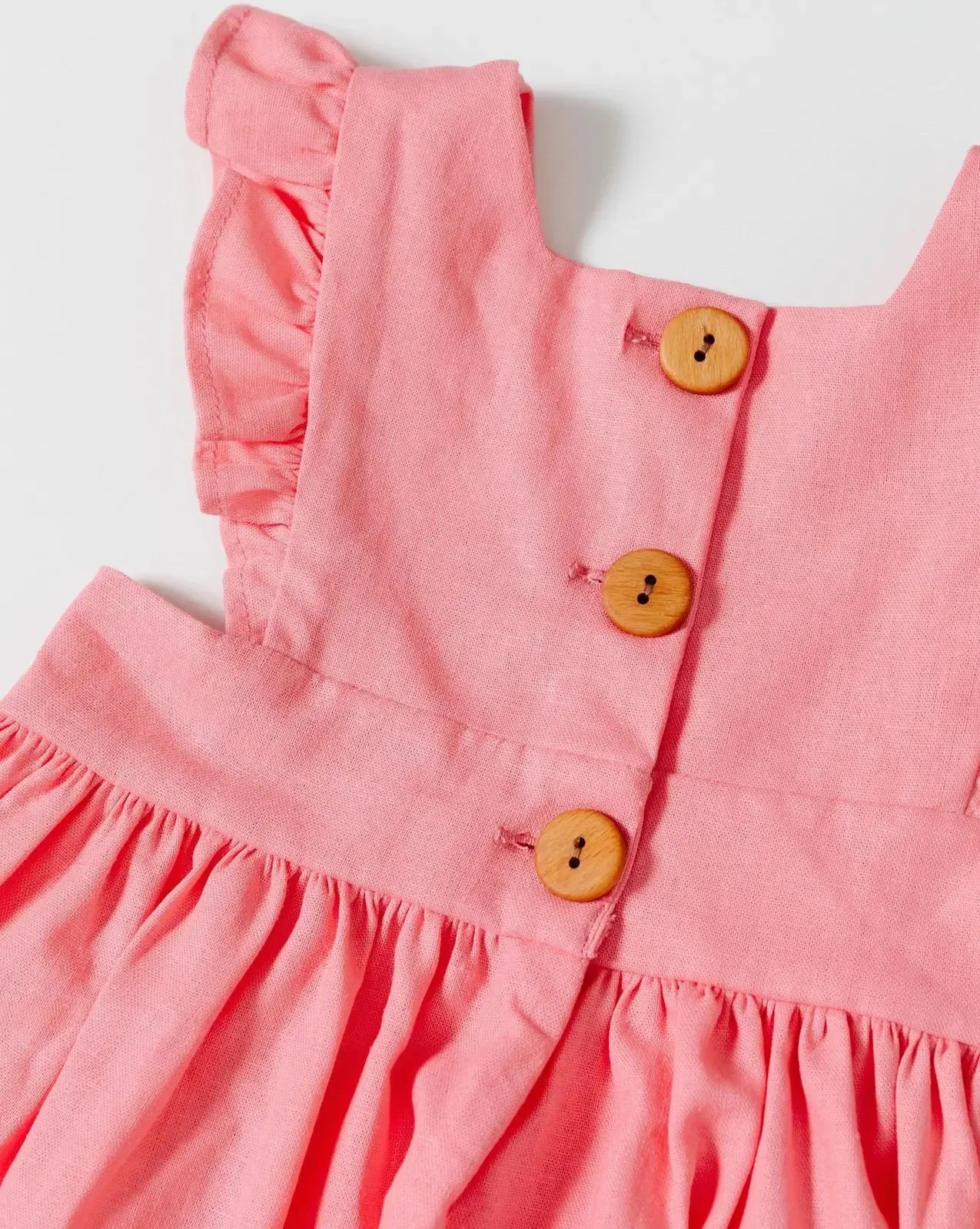 Linen Pinafore Dress in Guava - Pink