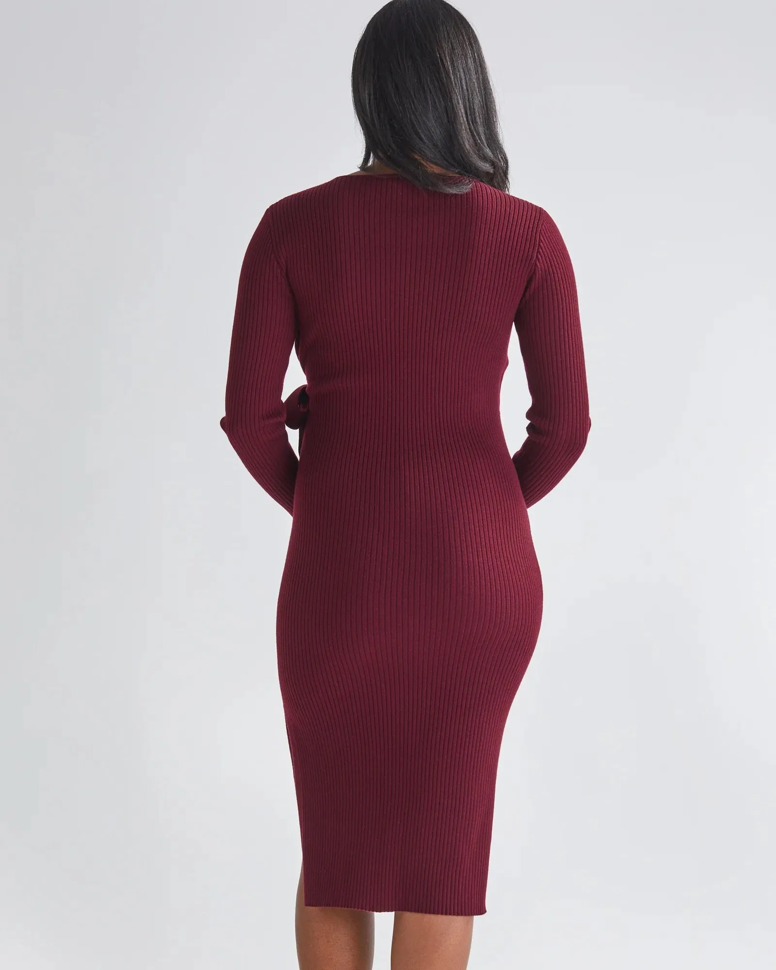 'Lucille' Nursing Knit Dress - Burgundy
