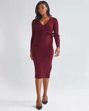 'Lucille' Nursing Knit Dress - Burgundy