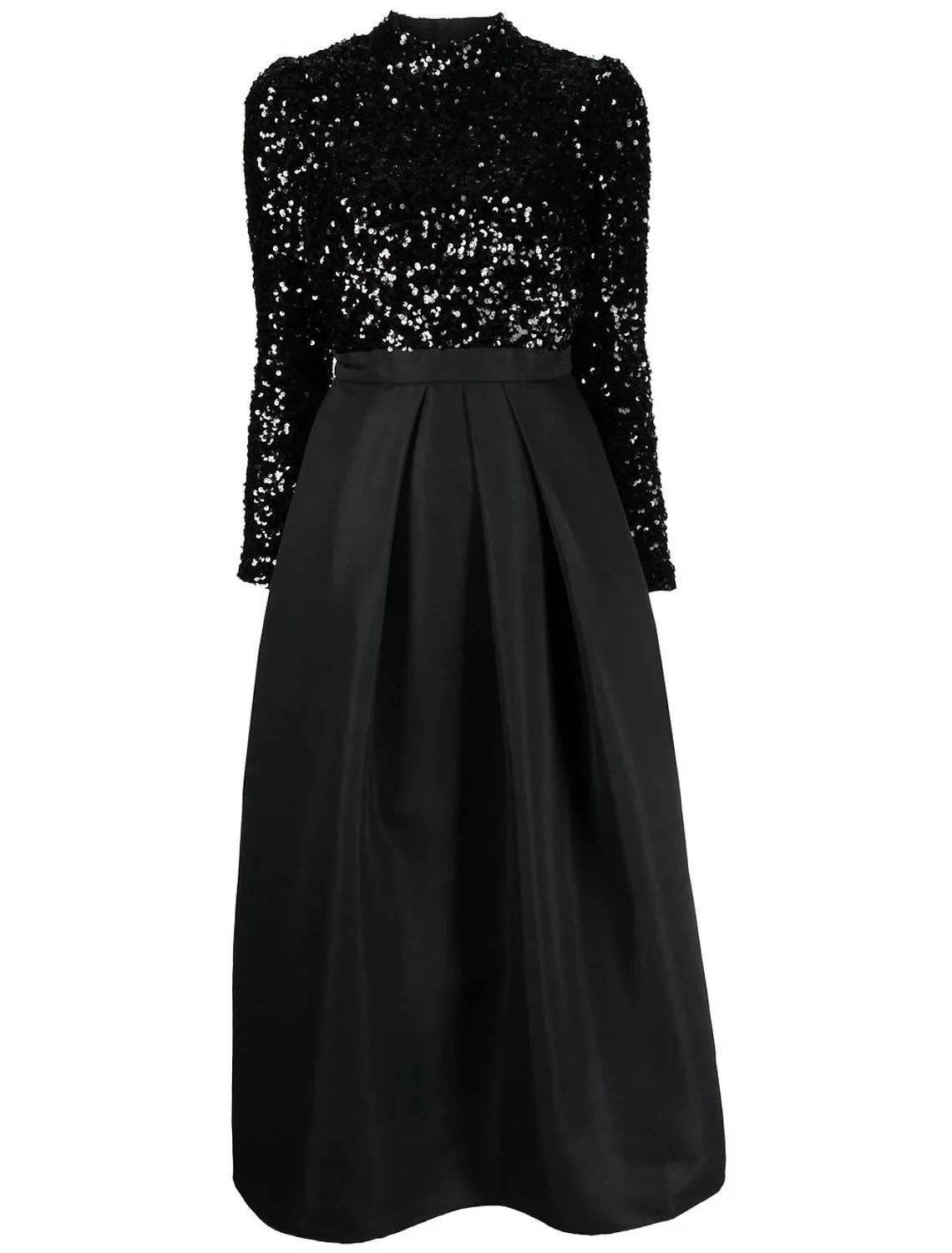 Luolandi A-Line Cocktail Dresses Backless Black Dress Wedding Party Wear Tea Length Long Sleeve High Neck Satin