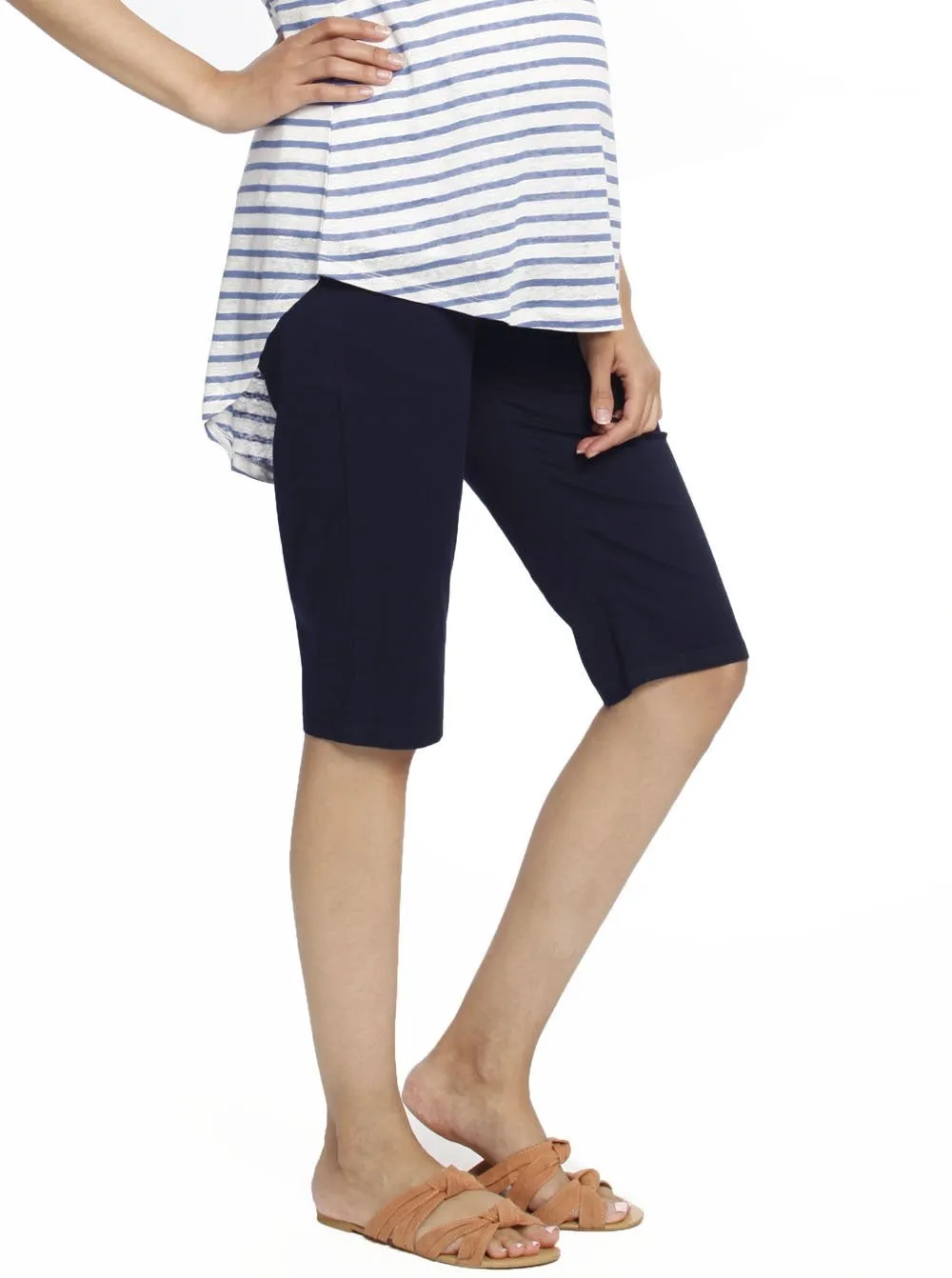 Maternity Cotton Knee Shorts - Black