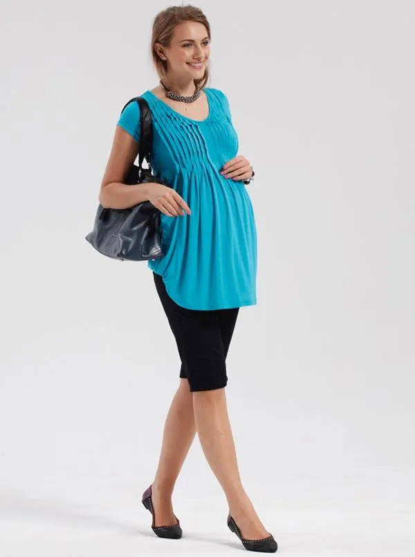 Maternity Cotton Knee Shorts - Black