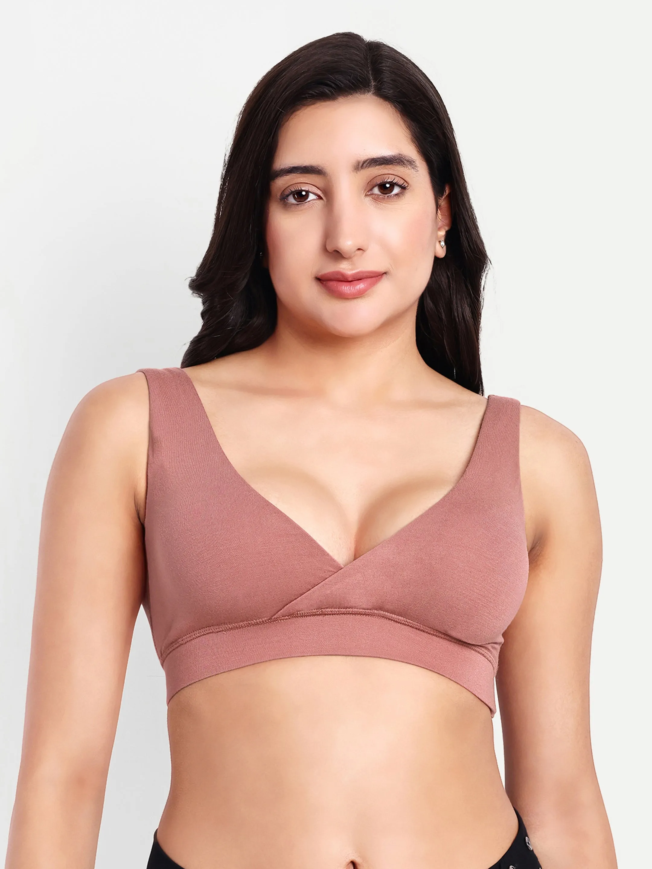 Maternity Lounge Bamboo Bra  (removable cups) Coral rose