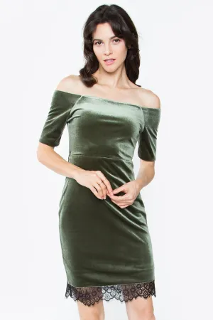 Nevia Velvet Off The Shoulder Dress