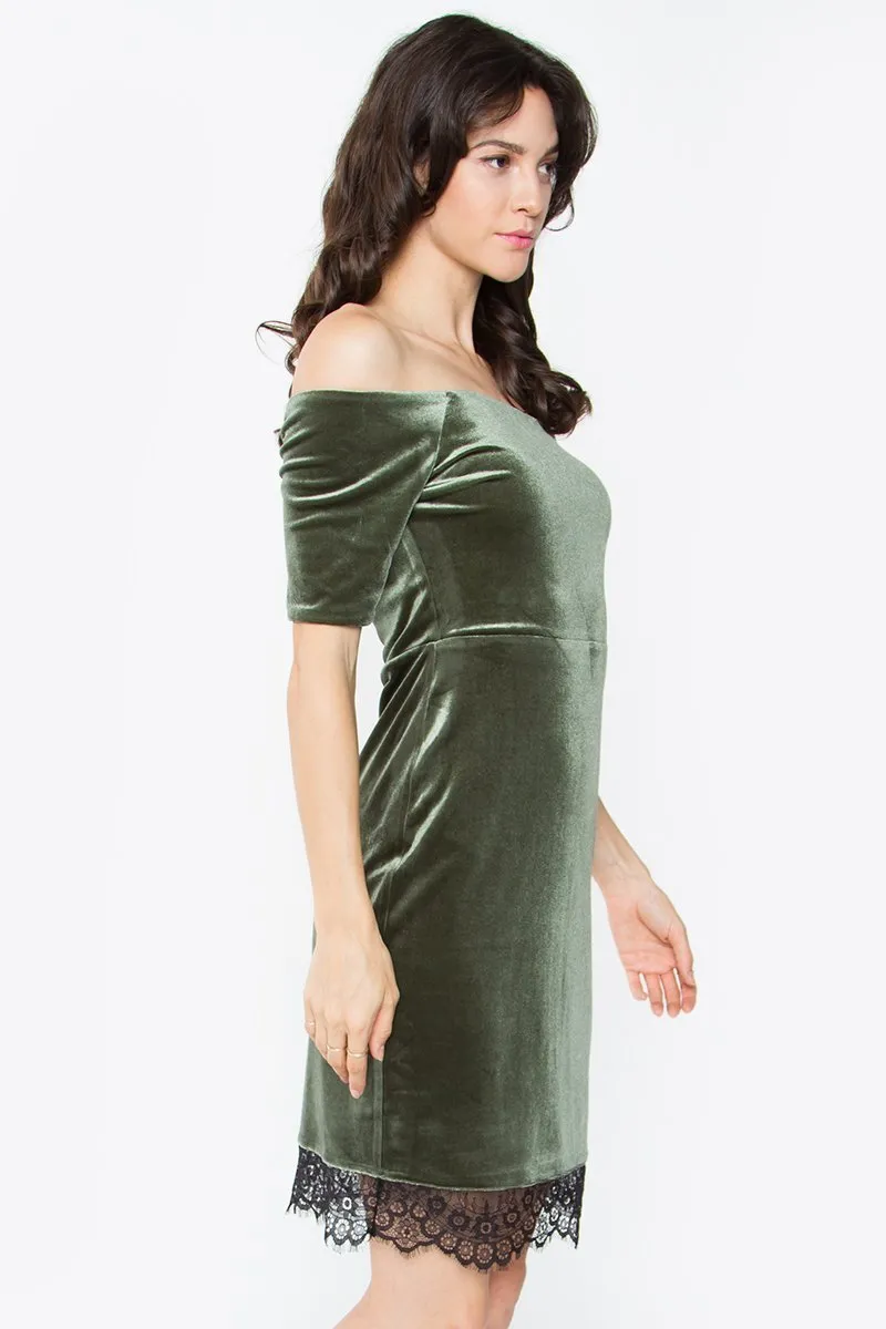 Nevia Velvet Off The Shoulder Dress