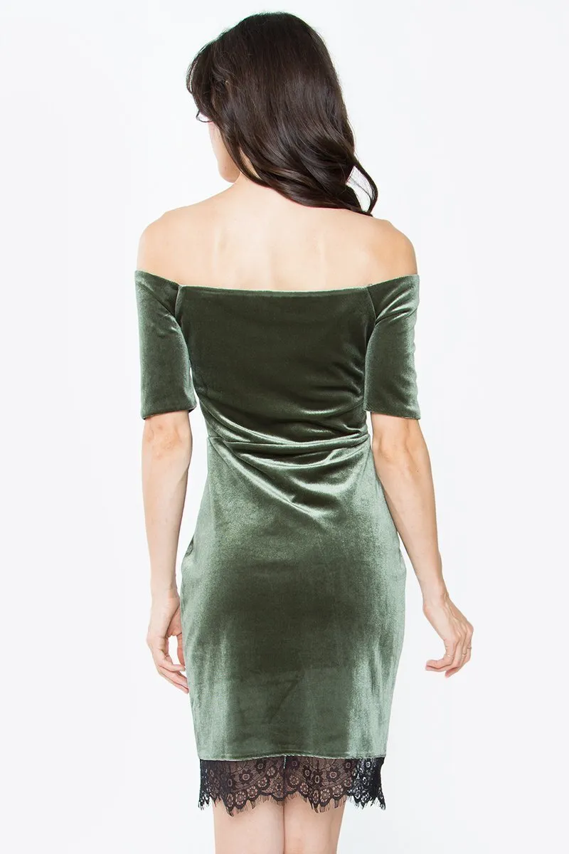 Nevia Velvet Off The Shoulder Dress