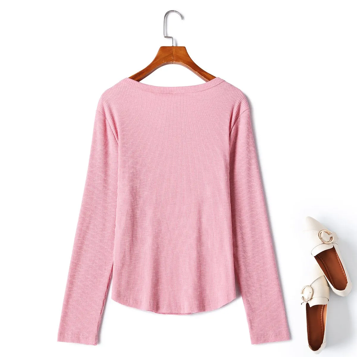 Plus Size Henley T Shirt Top