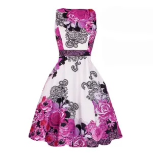 Retro Casual Sleeveless Cotton Knee Length Dress