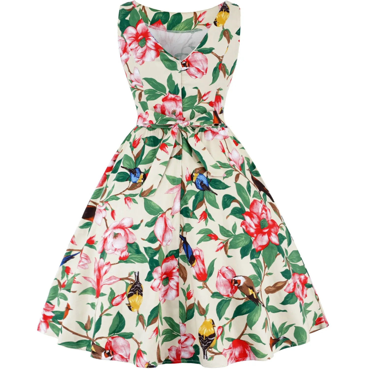 Retro Casual Sleeveless Cotton Knee Length Dress