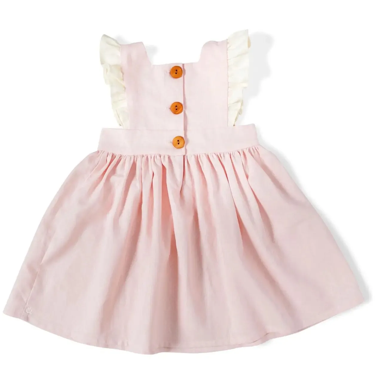 Strawberries & Cream Linen Pinafore Dress in Strawberry and Cream