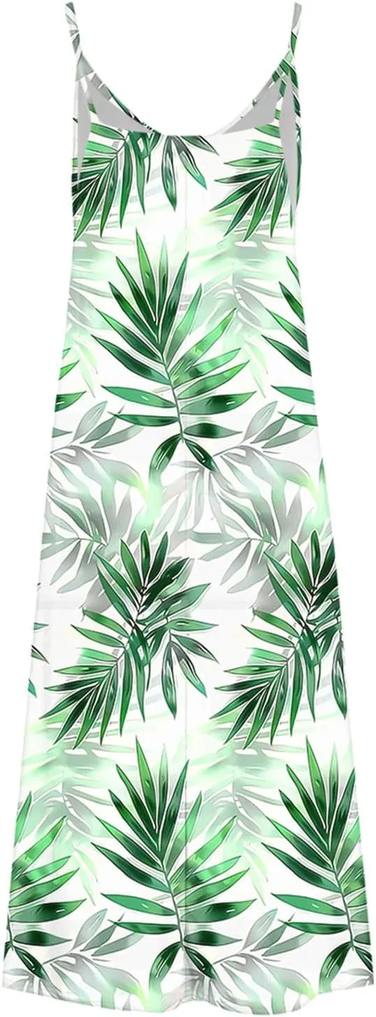 Summer Dresses for Women 2025 Beach Vacation Maxi Dress Spaghetti Strap Floral Print Sundress Casual Travel Clothes