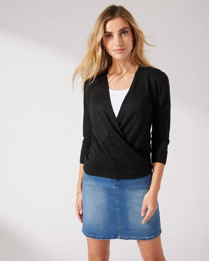 Tommy Bahama Addison Linen Cardigan | White   Black