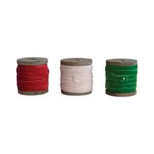 Velvet Ribbon on Wood Spool - 3 Colors