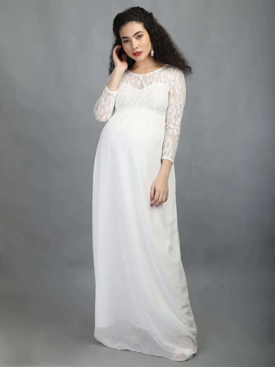 White Lace Maternity Dress