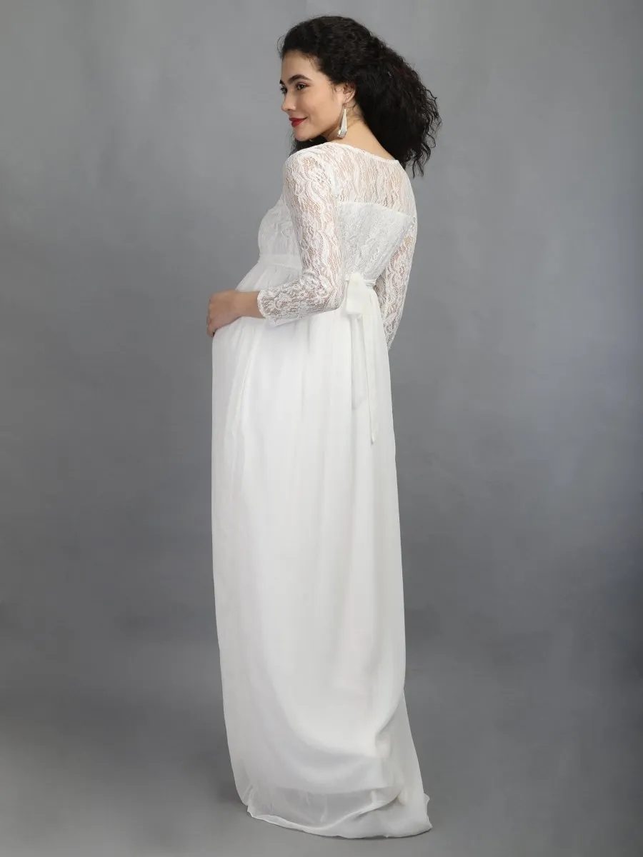 White Lace Maternity Dress