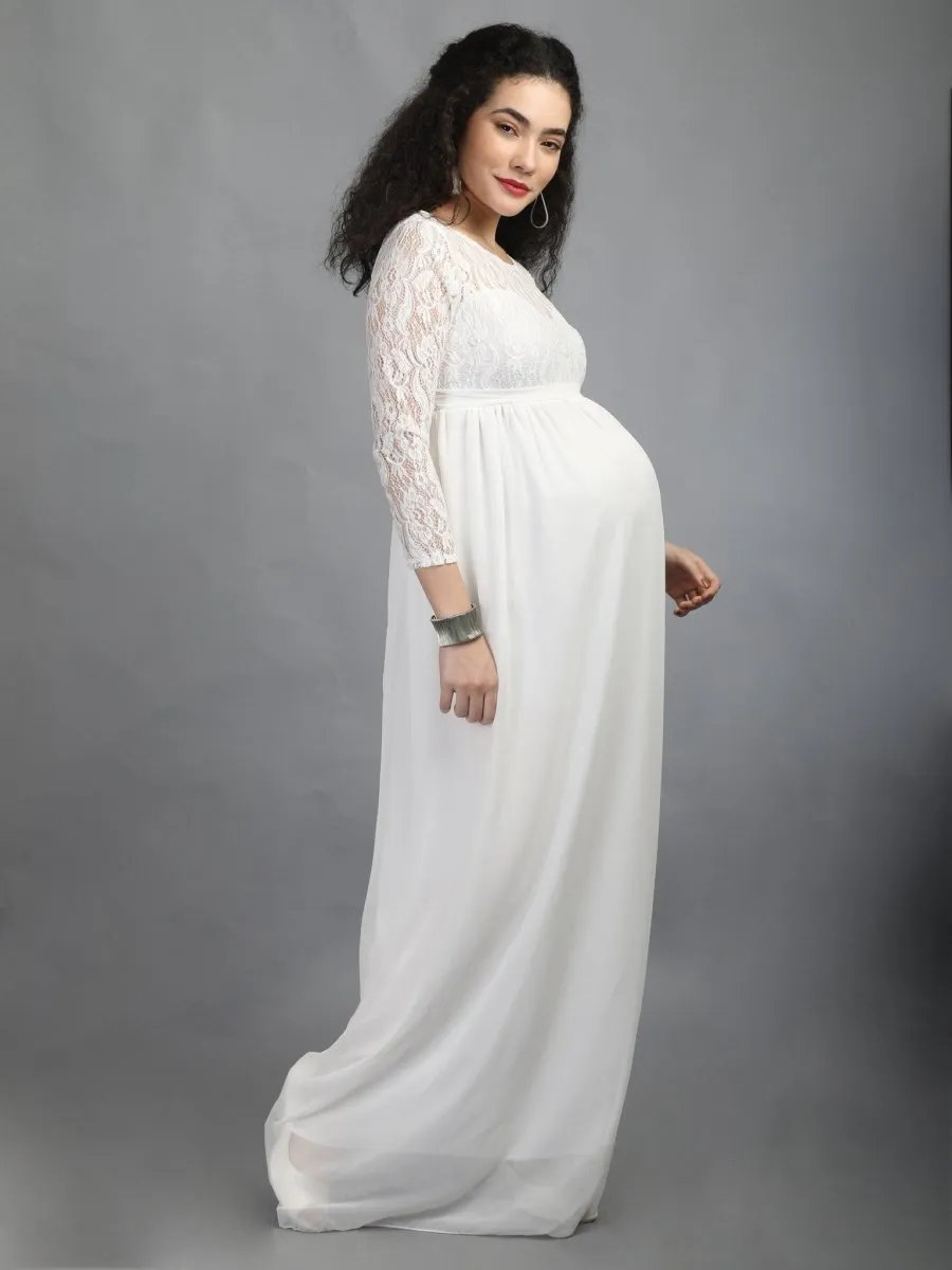White Lace Maternity Dress