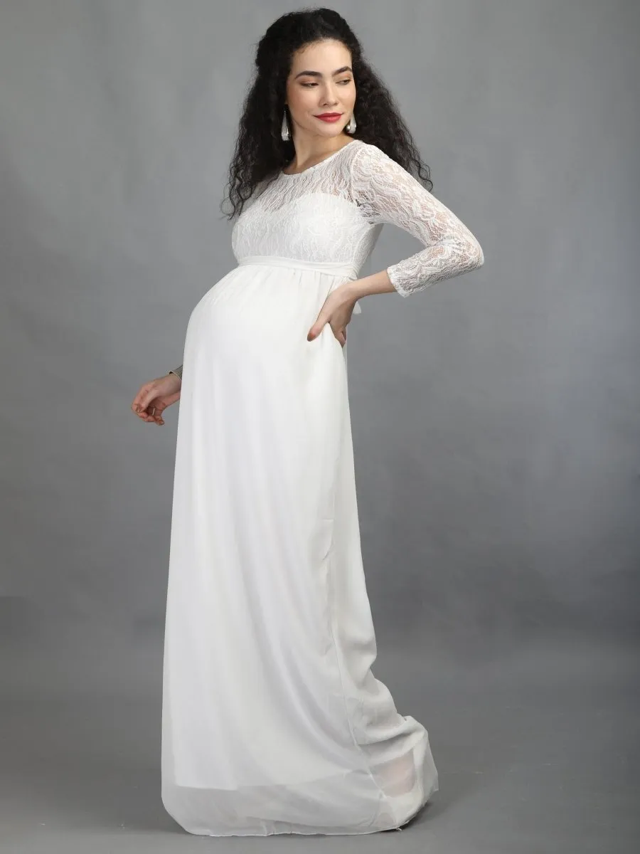 White Lace Maternity Dress