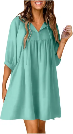 Womens Fashion Sexy Dress Half Sleeve V-Neck Floral Print Dresses Mini Dress