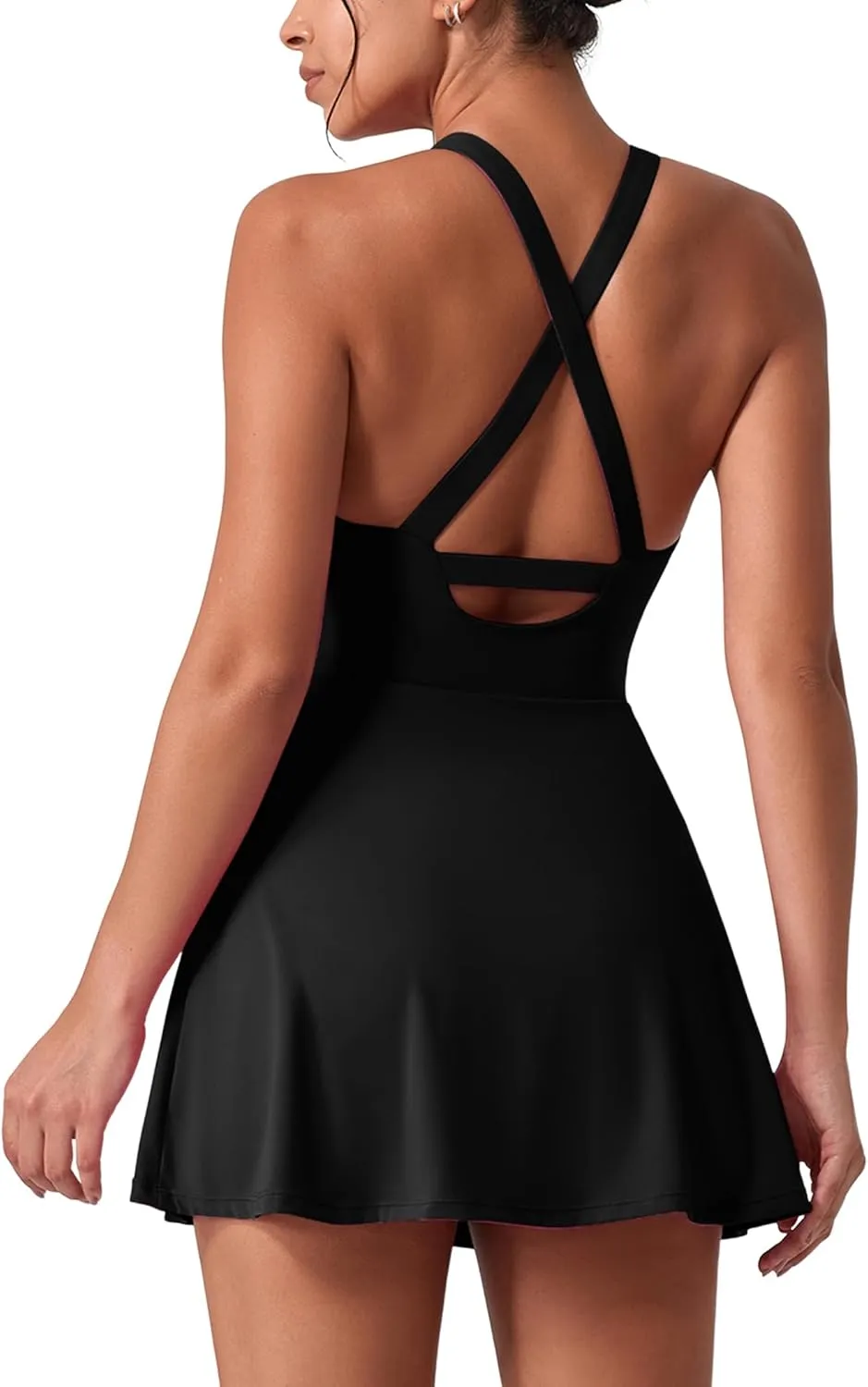 Women's Tennis Dress Sleeveless 2-in-1 with Built-in Bra & Shorts Pockets Active Yoga Golf Dress
